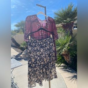 🍓 NWT NWOT Knox Rose Boho Shirt and Long Skirt M 🍓
